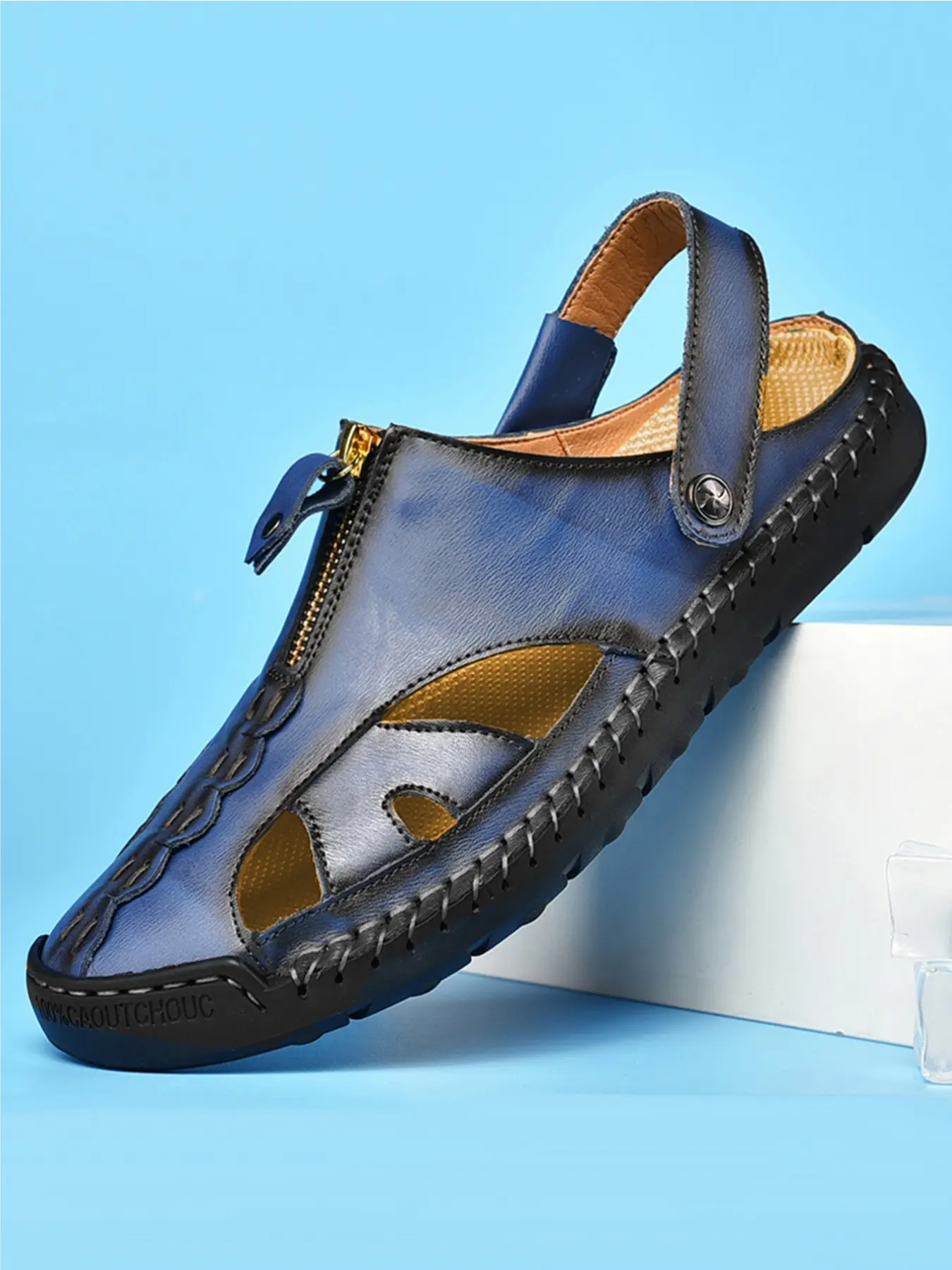 Men's Fisherman Sandals Closed Toe, Casual Outdoor Adventure Style, Breathable Lightweight Non-Slip, Microfiber Leather, Plus Size, Summer Beach Walking Shoes