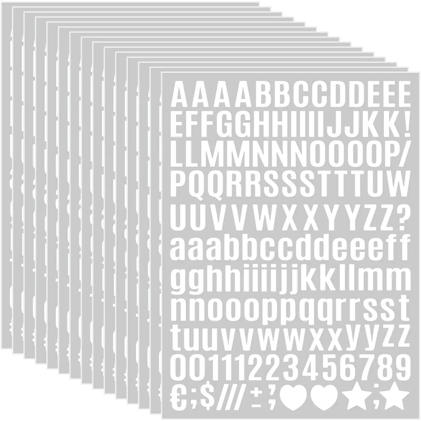 15 Sheet Small Letter Stickers - 1/2 Inch White Vinyl Self Adhesive Alphabet Number Stickers Stick On Letters for Art Crafts Outdoor Sign Wall Mailbox Windows Doors Car Poster Board (White, 0.5 Inch)