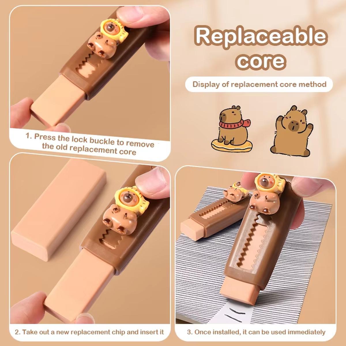 Cartoon Design Push & Pull Eraser, 1 Set Cute Students Pencil Erasers, Creative Cartoon Eraser for Students, Stationery Supplies, Office School Supplies