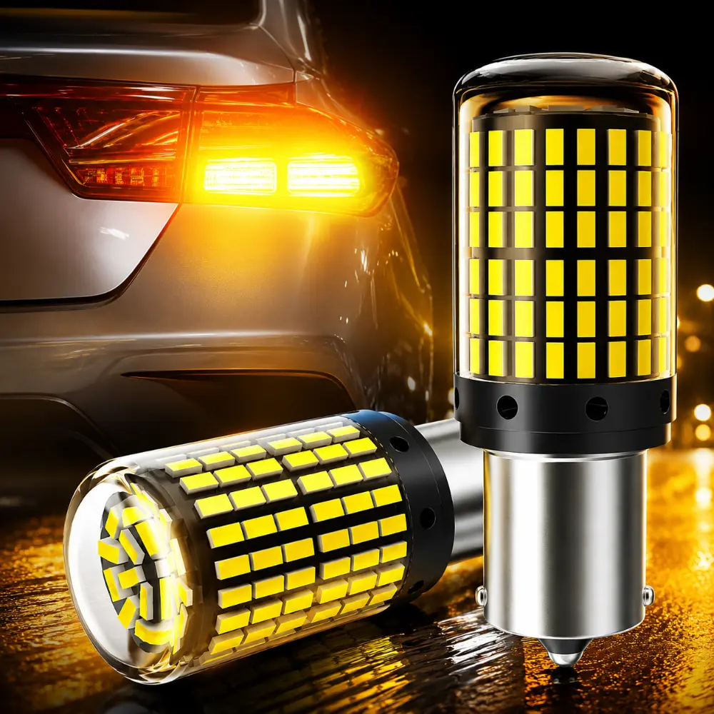 2PCS T20 LED Brake Light Turn Signal Bulbs, Fits 1156, 1157, 3157, 7440, 7443, 6000K Pure White, CANbus Decoded, Anti-Flicker, No Hyperflash Error, Universal Car Accessories, Works as Reverse, Tail, Brake and Parking Lights