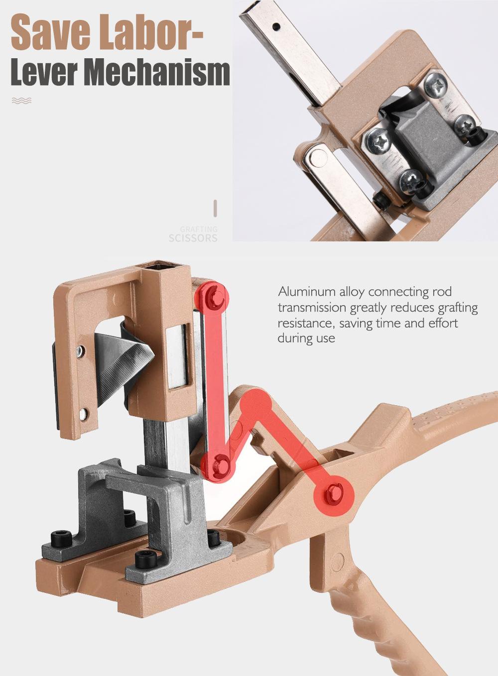 V-Cut Grafting Tool for Fruit Trees, SK5 Steel Grafting Pruner for 8-20mm Branches, Heavy Duty Aluminum Alloy Grafting Cutter with Spring Handle