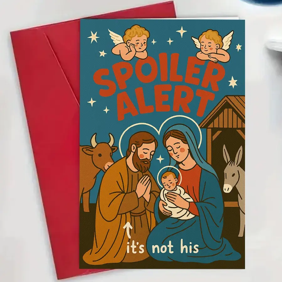 1pc Funny Christmas Card With Envelope Humorous Holiday Greeting Card Cute Christmas Theme Novelty Joke Gift For Friends Family Husband Wife Couple Christmas New Year Celebration