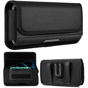 For iPhone 17 16 e 15 Pro Max 16e 14 Plus 13 12 11 Nylon Belt Clip Holster Carrying Pouch Case