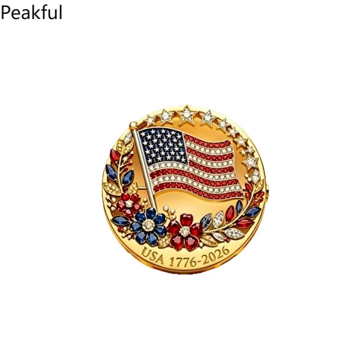 Hot selling Independence Day floral flag brooch for 250th milestone | Hard-to-find shiny diamond-studded memorial pin | Eye-catching design fits all clothes, lightweight to wear, great for 4th of July celebrations and thoughtful holiday gifts