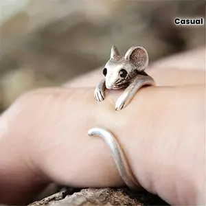 Adorable Mouse-shaped Adjustable Ring For Creative Design, Animal-themed Parties, And Casual Jewelry