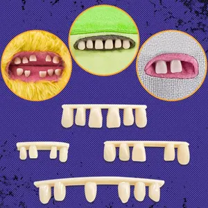 4pcs Simulation Teeth, Cartoon Animal Cute Teeth Monster Teeth Plush Doll Pendant Cartoon Teeth Semi-Finished Accessories