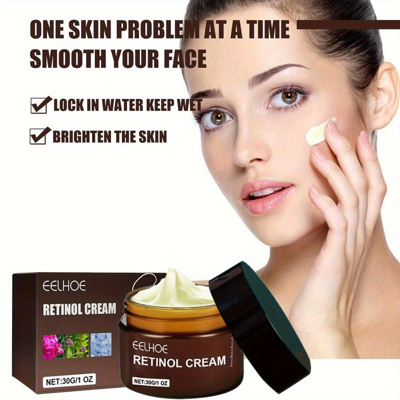 EELHOE Retinol Cream 30g/1.05 fl. oz. - A hydrating and firming day and night cream with Vitamin C, Glycerin and Hyaluronic Acid, suitable for all light to medium skin tones, hypoallergenic formula, retinol skincare, stylish bottle design, with a glossy f