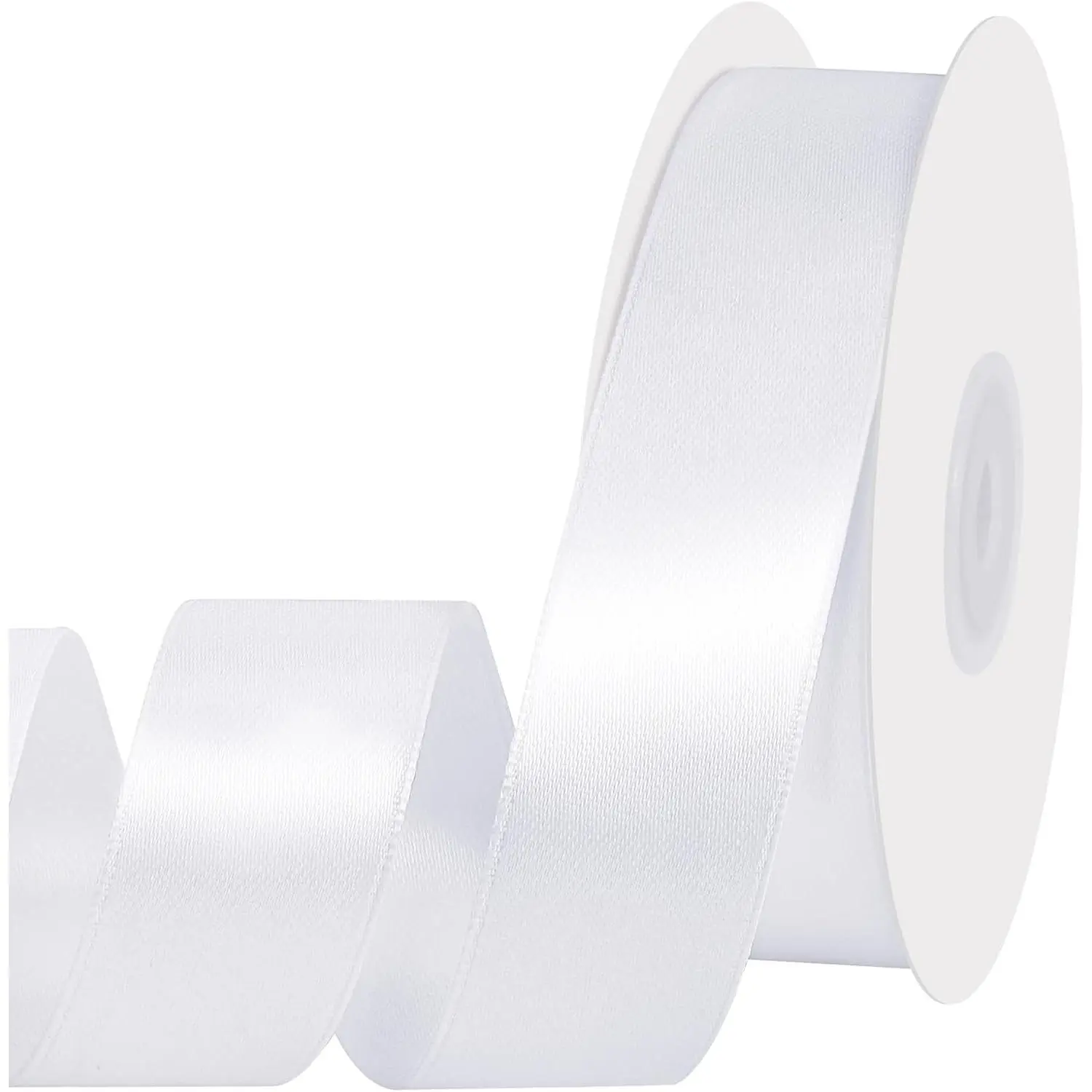 White Ribbon 1 inch 30 Yards White Satin Ribbon for Wedding Invitation Bridal Shower DIY Crafts Hair Bow Making Gift Wrapping Party Favors Event Decorations (Double Faced)