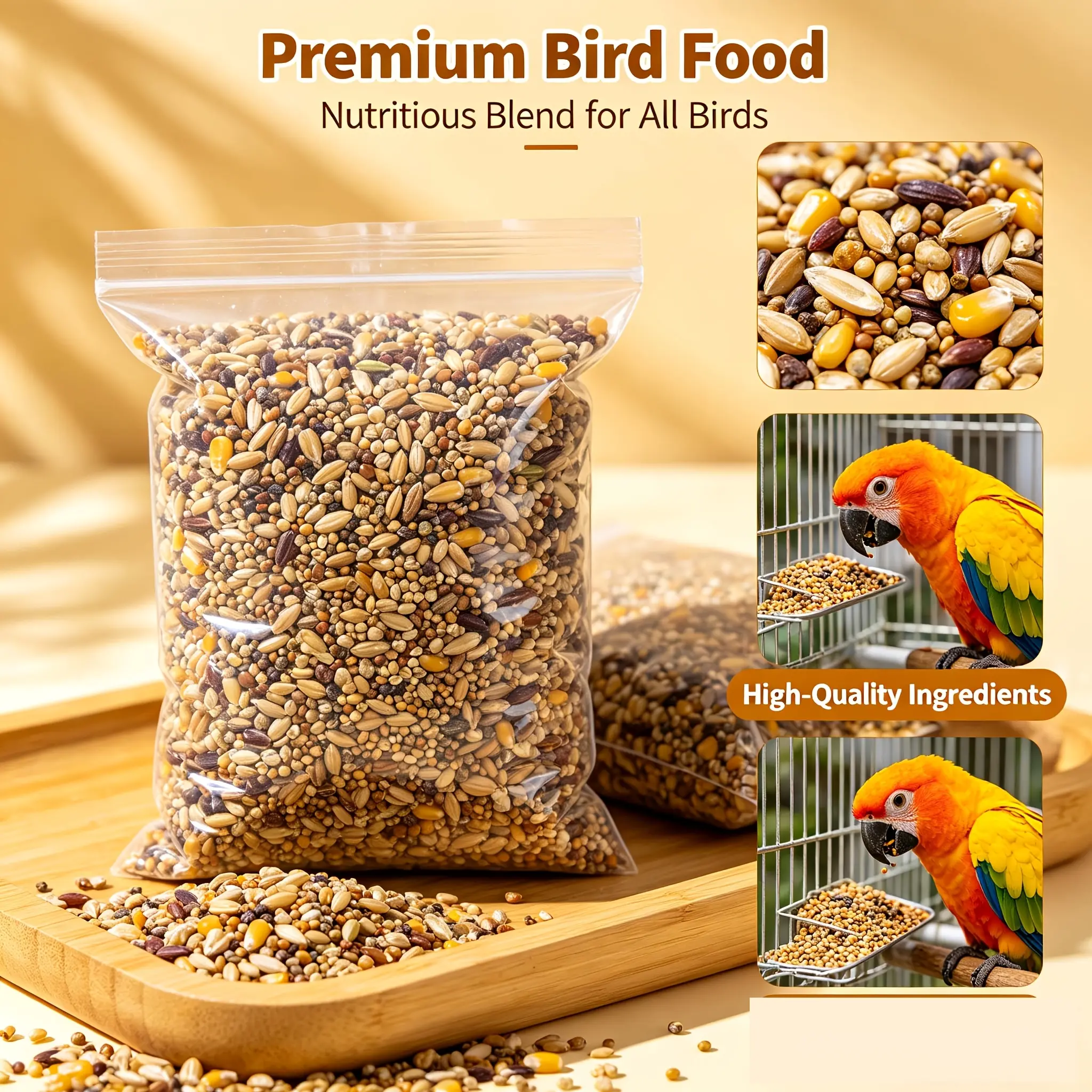 Premium Wild Bird Seed Blend, Attracts Many Kinds of Garden Birds, Nourishing Daily Diet for Backyard Birds