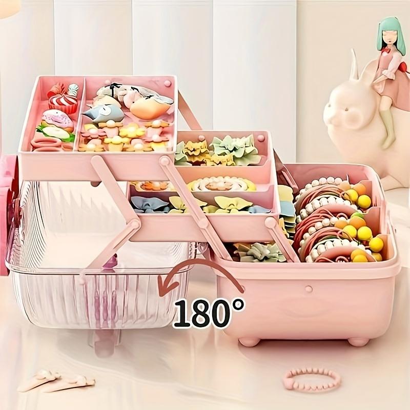 Cute Multi-Layer Desktop Storage Box, Organizer for Toys & Cosmetics, Rotating Hair Accessory Holder, Home Office Organization Solution