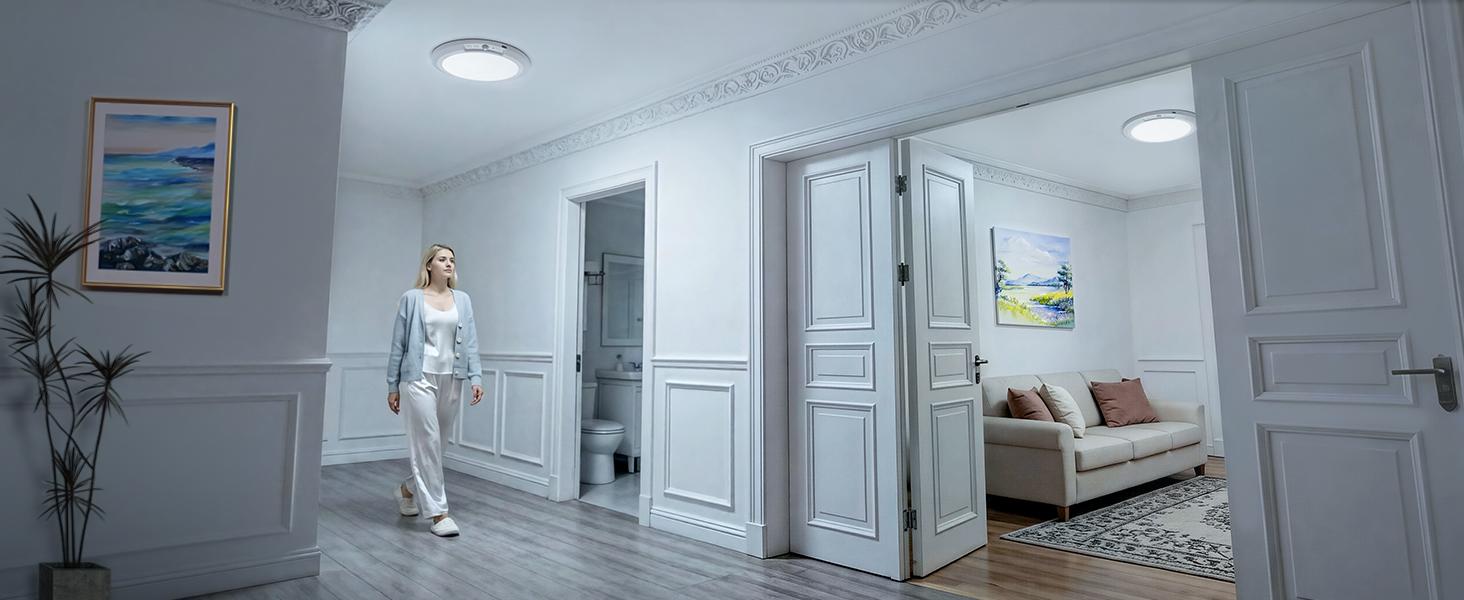 10000mAh Rechargeable Ceiling Light with Remote, 3 Color Temperatures & Brightness Dimmable, Wireless Ceiling Light with Magnetic Design, Battery Ceiling Light for Shower Hallway Pantry