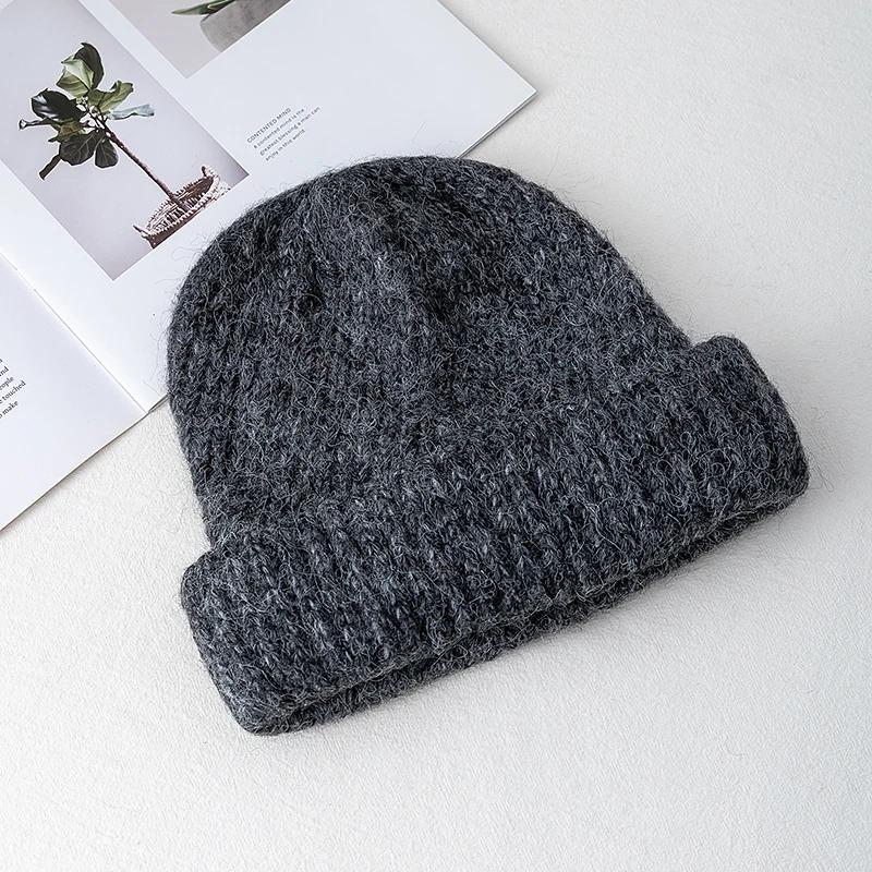 New Style Winter Warm Solid Color Slouchy Winter Hats Beanie Cap Y2k Warm Cap For Women Cap Winter Outdoor Knitted Girl Hats