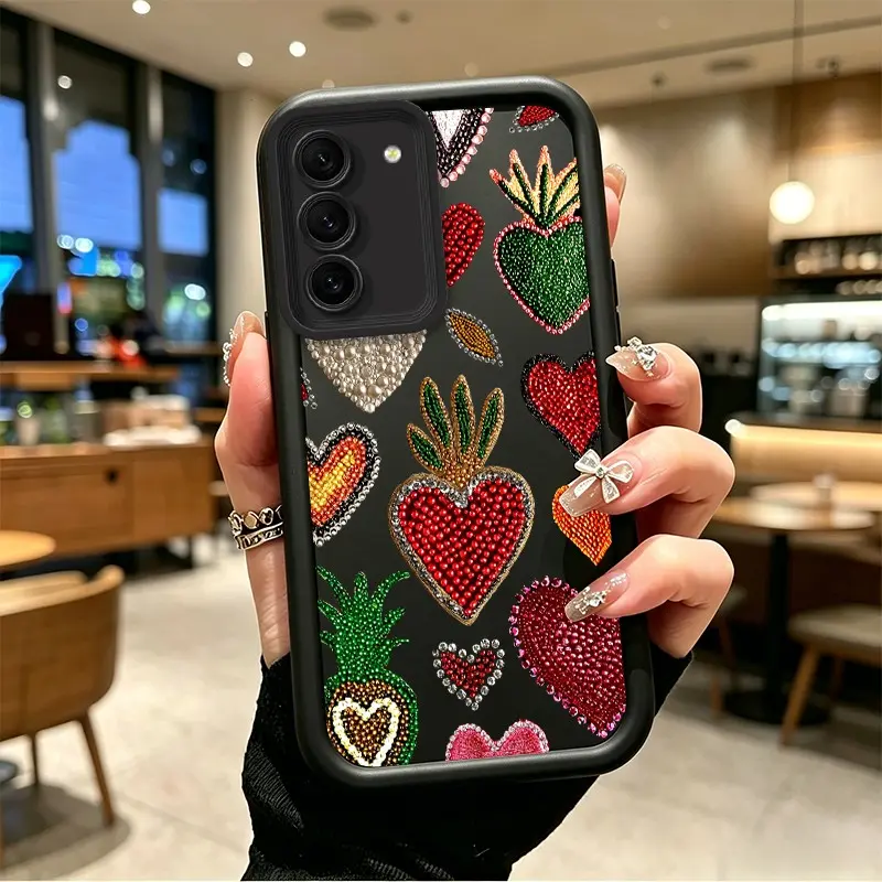 Phone case for Samsung GALAXY S21FE S22 S22PLUS S23 S23PLUS Enhanced Peotection TPU Shockproof Beaded Sacred Heart & Pineapple Phone Case Drop-Resistant Protection Celestial Eye Layered Phone Case BO-JT-MVR0