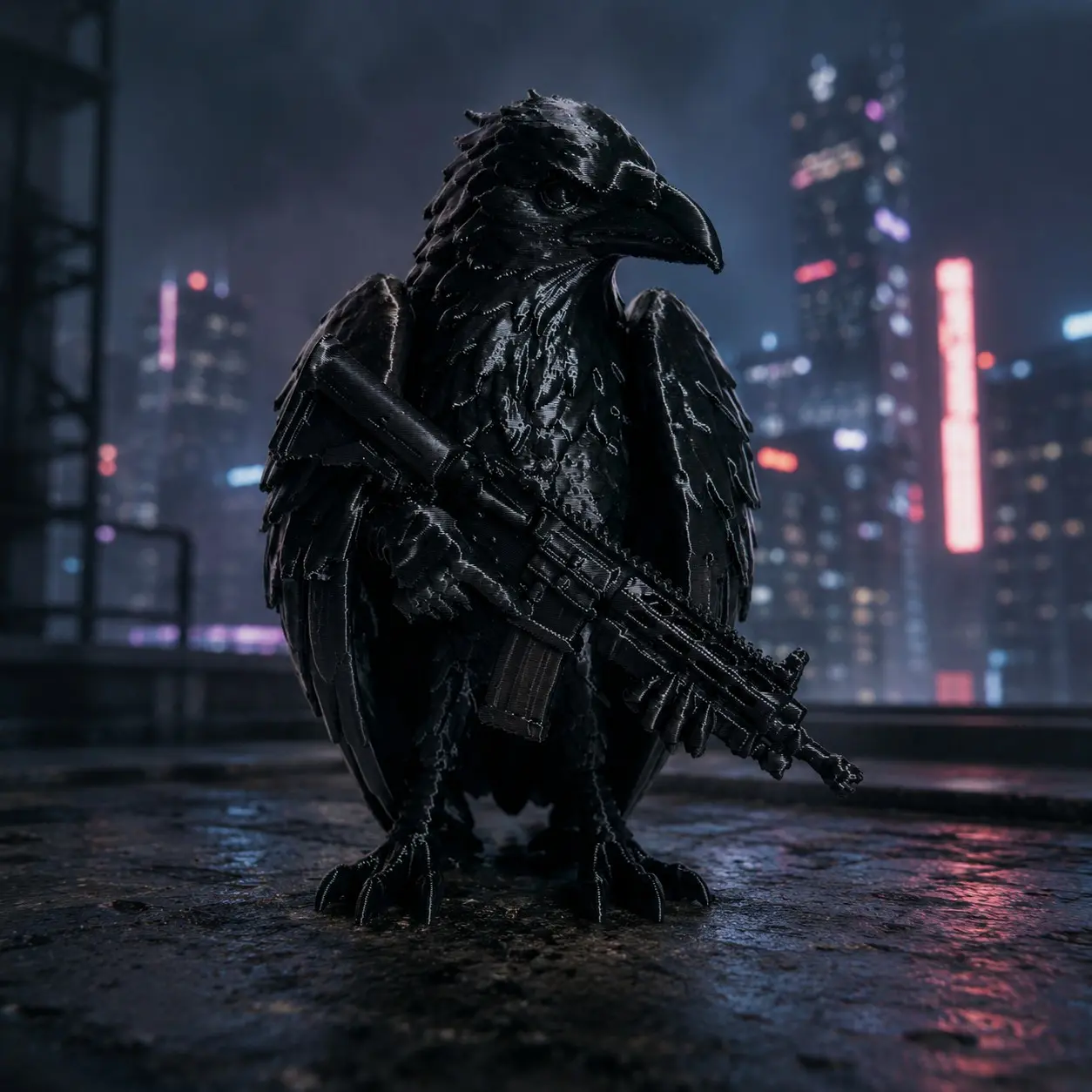 Tactical Raven Statue Decor, Desert Base Falcon Guard Desktop Ornament, Ideal for Living Room, Office, Gaming Room, Military Theme Space