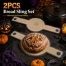 2PCS Halloween Sourdough Bread Sling Set, 21.86in Reusable Silicone Baking Mats with Handles for Dutch Oven, Easy Transfer Bread Lifter for Homemade Artisan Loaf Baking Baking Accessories