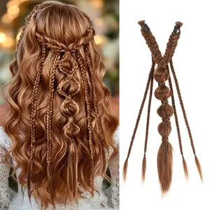Boho Bubble Braid Ponytail Hairpiece for Women, Elastic Braided Synthetic Hair Extension, Ponytail Extensions, Perfect for Renaissance Weddings, Festivals, Daily Use
