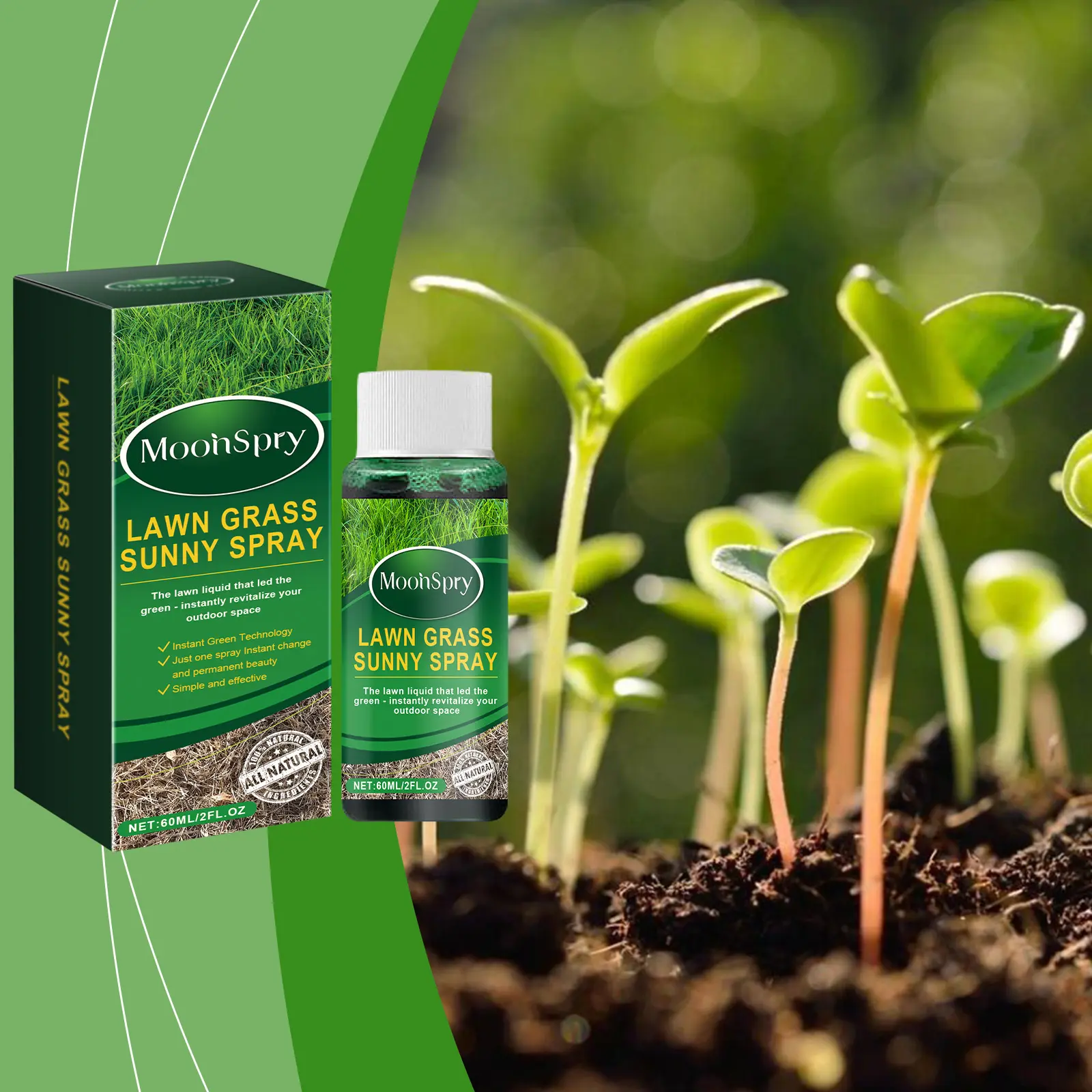 MoonSpry Universal Liquid Lawn Fertilizer - Nitrogen-Rich Turf Nutrient Solution, Outdoor Household Users’ Rapid Greener Thickening Boost, Safe for All Grass Types, All-Season Deep Root Growth Support