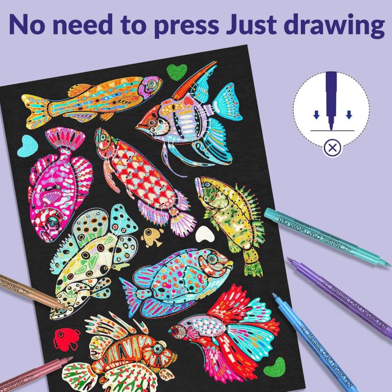 12/24/36 Colors Metallic Paint Markers, Acrylic Paint Pens  for Rock Painting, Ceramic, Wood, Canvas, Plastic, Glass, Stone, Calligraphy, Card Making, DIY Crafts,1mm Nib, Paint Pens Set