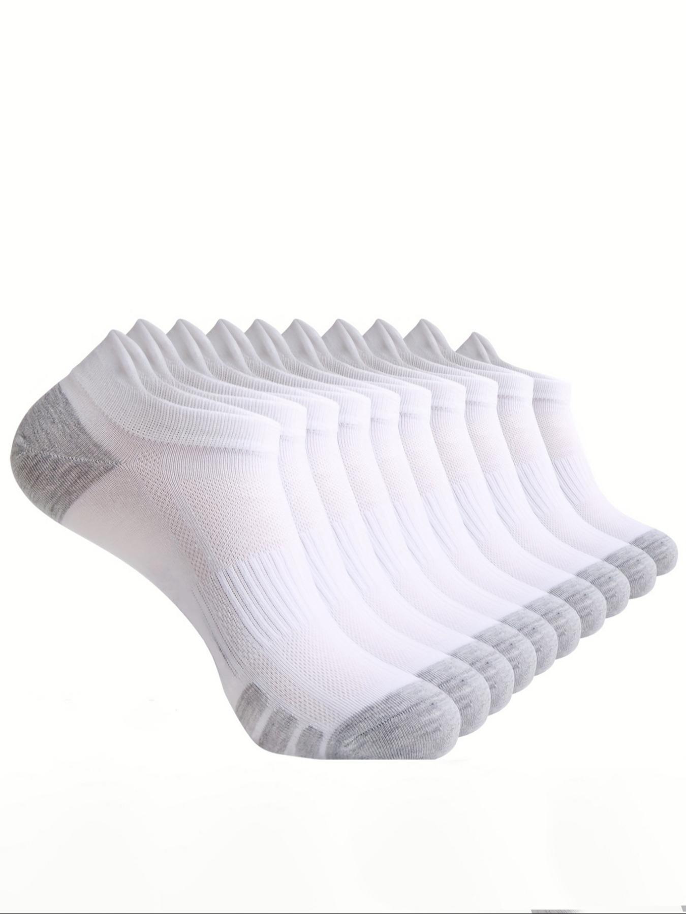 Men's Patchwork Print Ankle Socks, Casual Moisture Wicking Low Cut Socks for Daily Wear, Soft Comfy Breathable Fabric Socks for All Seasons, White Socks