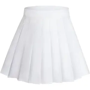 Womens Girl High Waisted Pleated Skirt A-Line Mini Skirt School Uniform Skater Tennis Skirts with Lining ShortsGift.