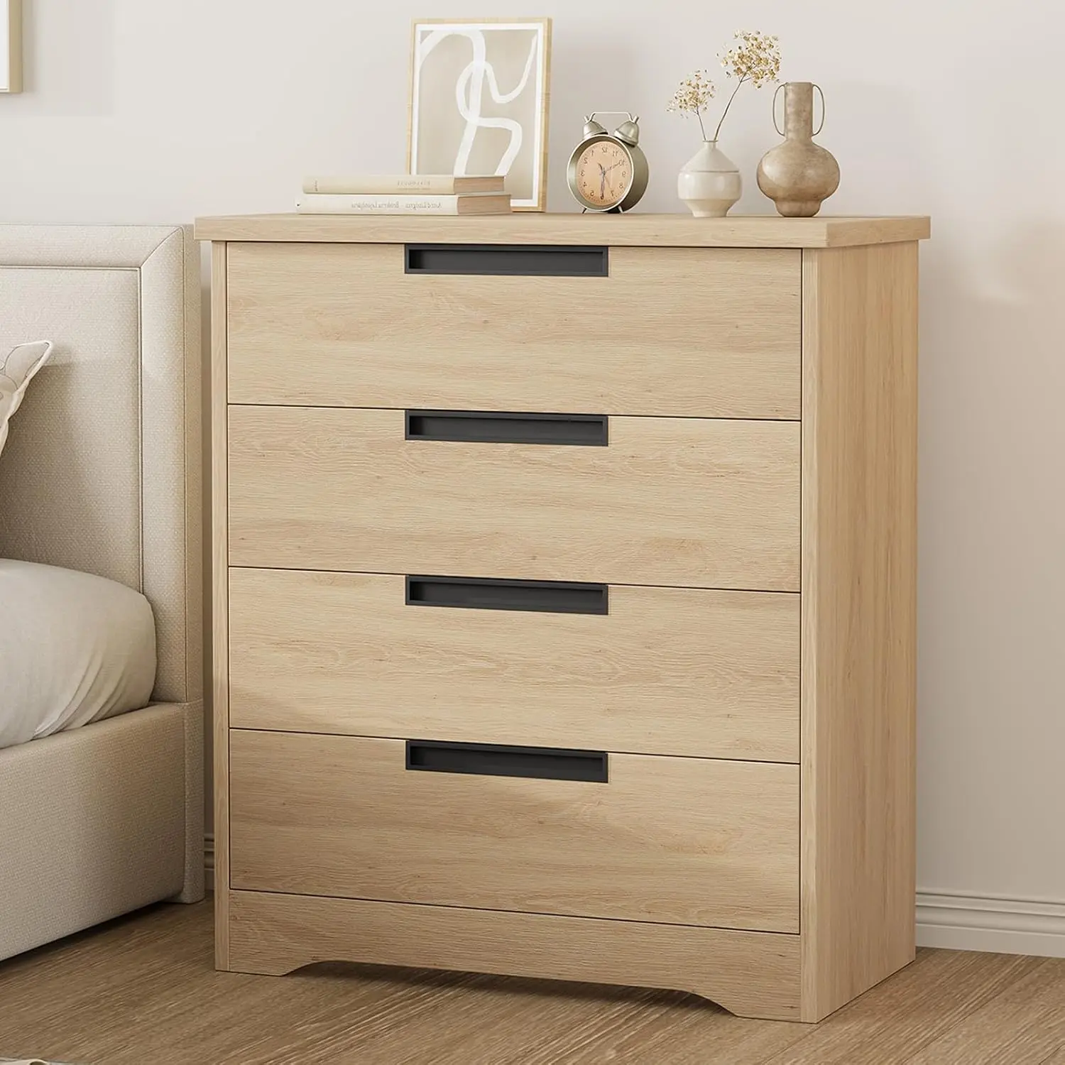 OP-Vertical Cabinet 4-Drawer Built-In Cabinet, Space-Saving Storage, Modern Wooden Cabinet, Compact Home and Office Storage