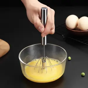 Stainless Steel Handheld Egg Whipper, Semi-Automatic Cream Whisker, Baking Tool, Electric Kitchen Mixer, Home Use