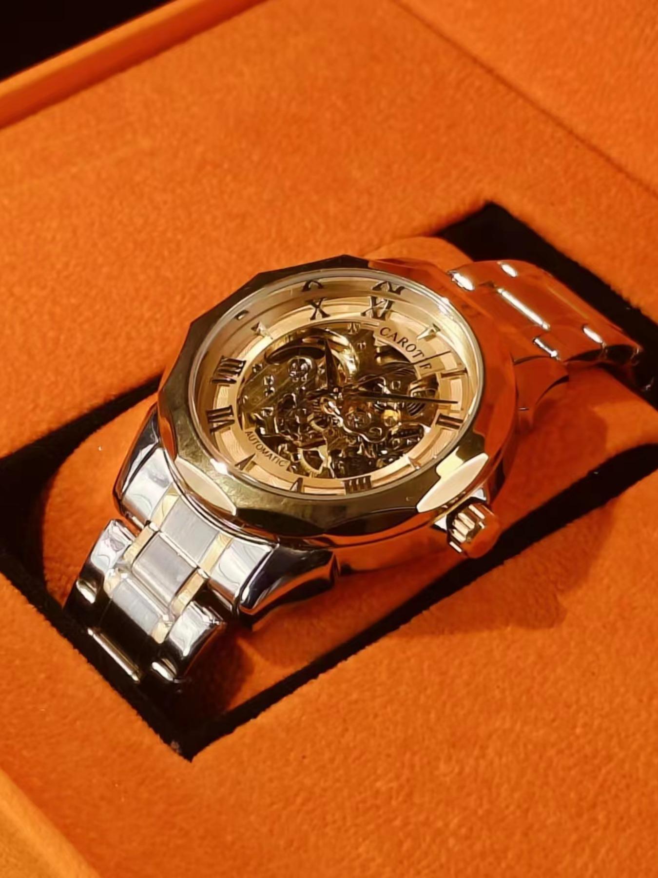 Men's Business Fashion Stainless Steel Mechanical Watch, Business Automatic Wristwatch, Casual Analog-digital Multi-function Wristwatch for Men, Perfect Birthday Gift for Men, with Box