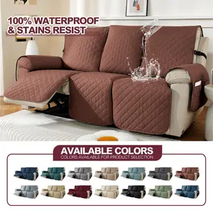 2 Seater Waterproof Recliner Chair Cover, Anti-Slip Loveseat Recliner Slipcover, Furniture Protection Cover, Machine Washable Removable Sofa Cover for Home Living Room