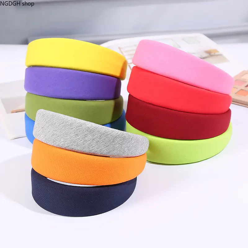 Women's Thick Padded Soft Wide Headband - Trendy Solid Color Sports & Outdoor Accessory, Perfect for Casual Party, Comfortable Wear Headwear, Headbands, Female, Navy Blue, Fashionable, Solid Color Accessory, All Seasons, Black