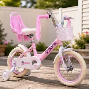 Kids Bike for Girls Ages 2-7 Years, 12/14/16 Inch Steel Bicycle with Training Wheels, Basket, Doll Seat & Colorful Handlebar Streamers, Outdoor Fun Birthday Gift