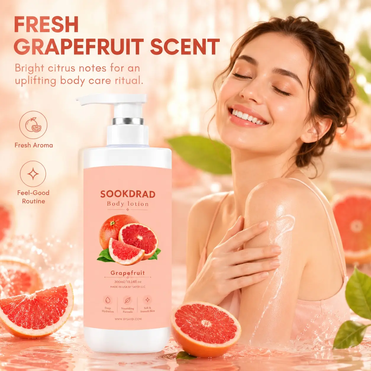 body lotion, grapefruit, deep hydration, nourishing formula, soft and smooth skin, body, 300ml/10.14fl oz