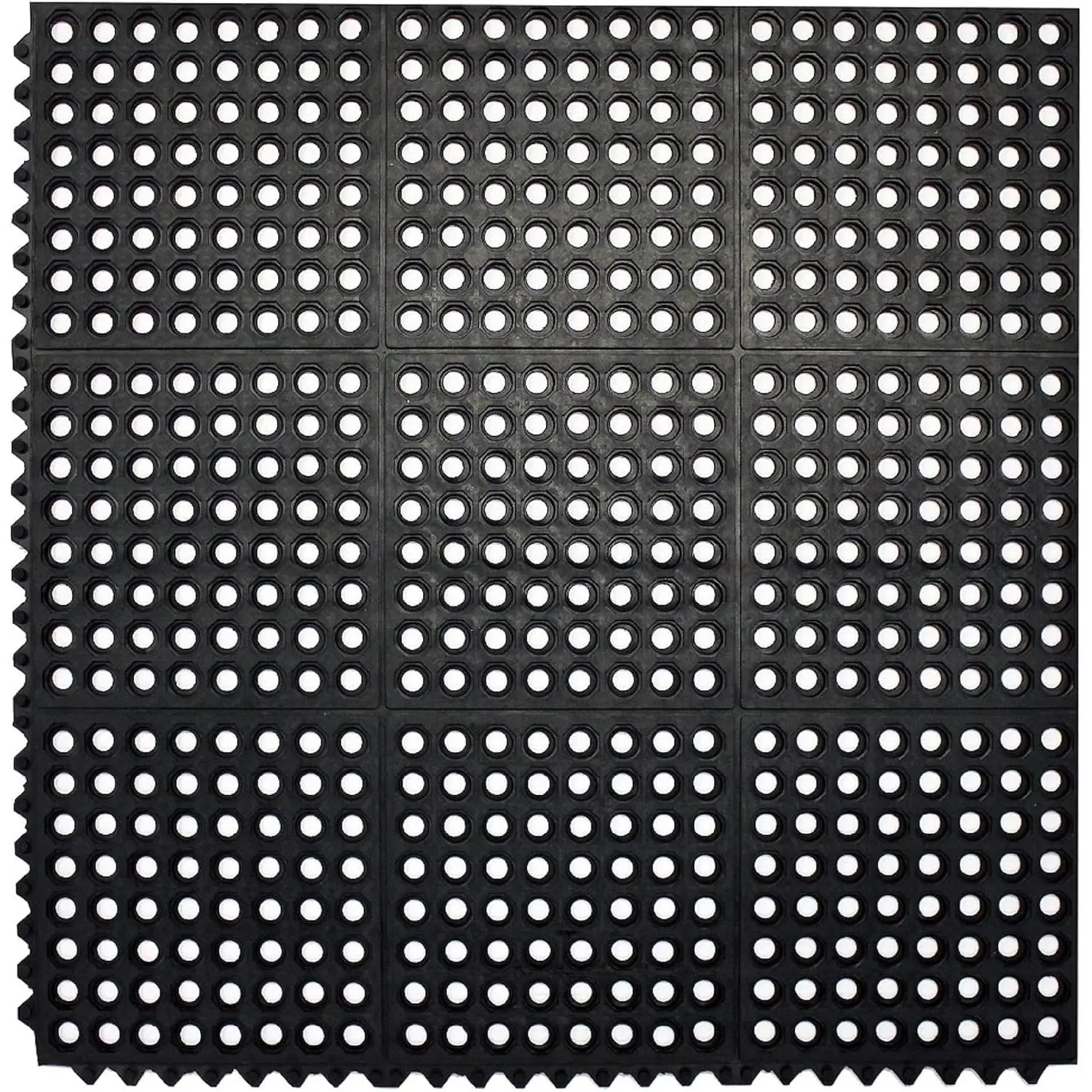 Interlocking Rubber Floor Mat Restaurant Kitchen Mat for Floor Anti Fatigue Bar Mat Door Mat Non - Slip Mat Indoor Outdoor Shower Pool Drainage Mat Durable Garage Flooring 36 x 36 Inch