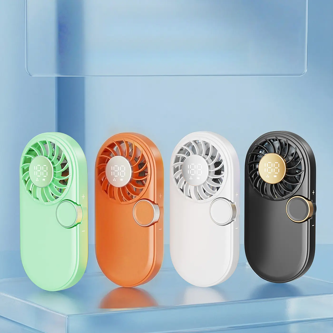 Ultra Thin Lightweight Pocket Handheld Portable Fan - USB Rechargeable Fan with USB Port, LED Display, Adjustable Speed, Ergonomic Shape, Mobile Charging, High-Speed Core, for Stay Cool During Outdoor Activities, EDC Gear Cool Gadget, Portable Fans, Batte
