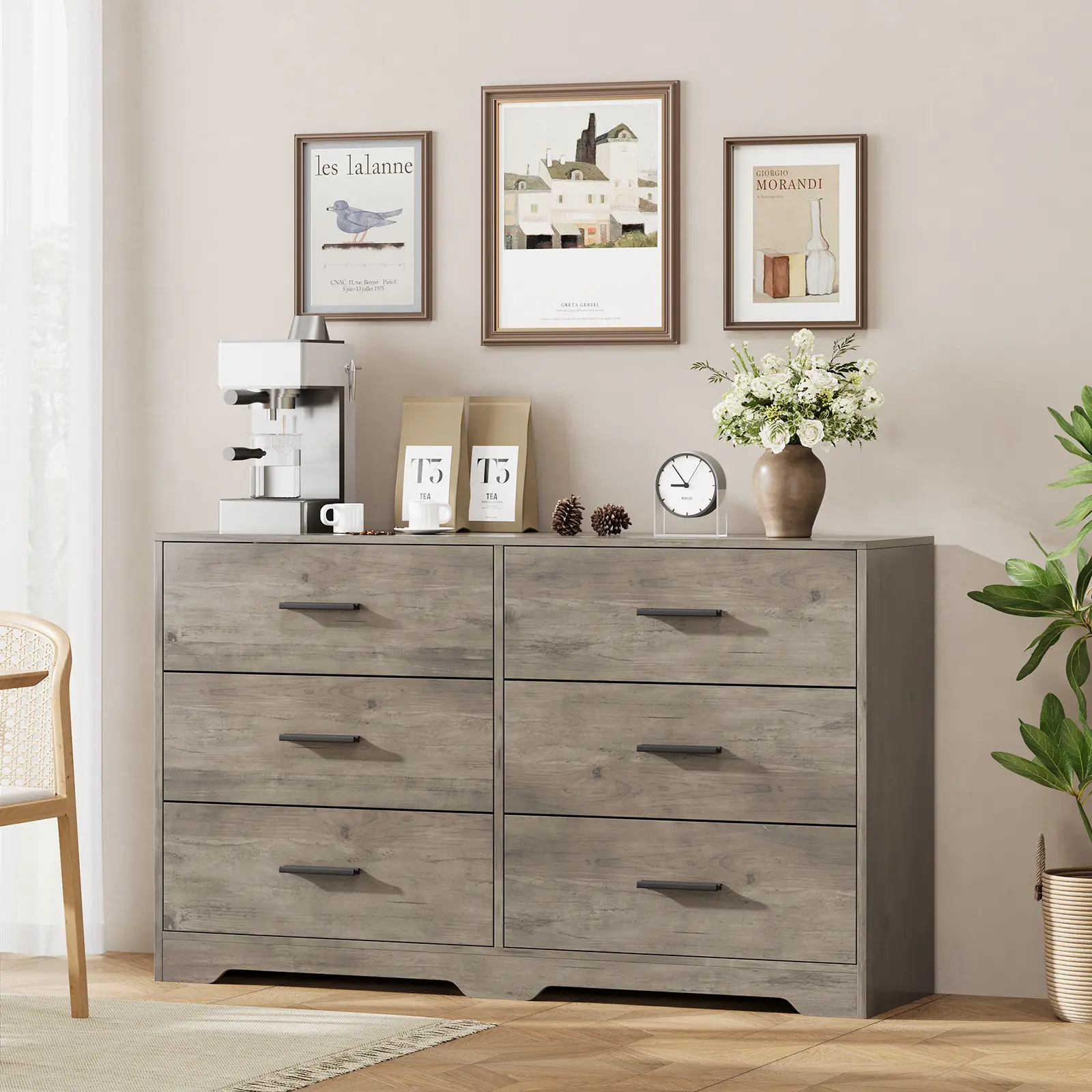 Vintage Wooden Storage Cabinet, Farmhouse Buffet Sideboard with Adjustable Inner Shelves, Multifunctional Coffee Bar Cabinet for Home Storage and Display
