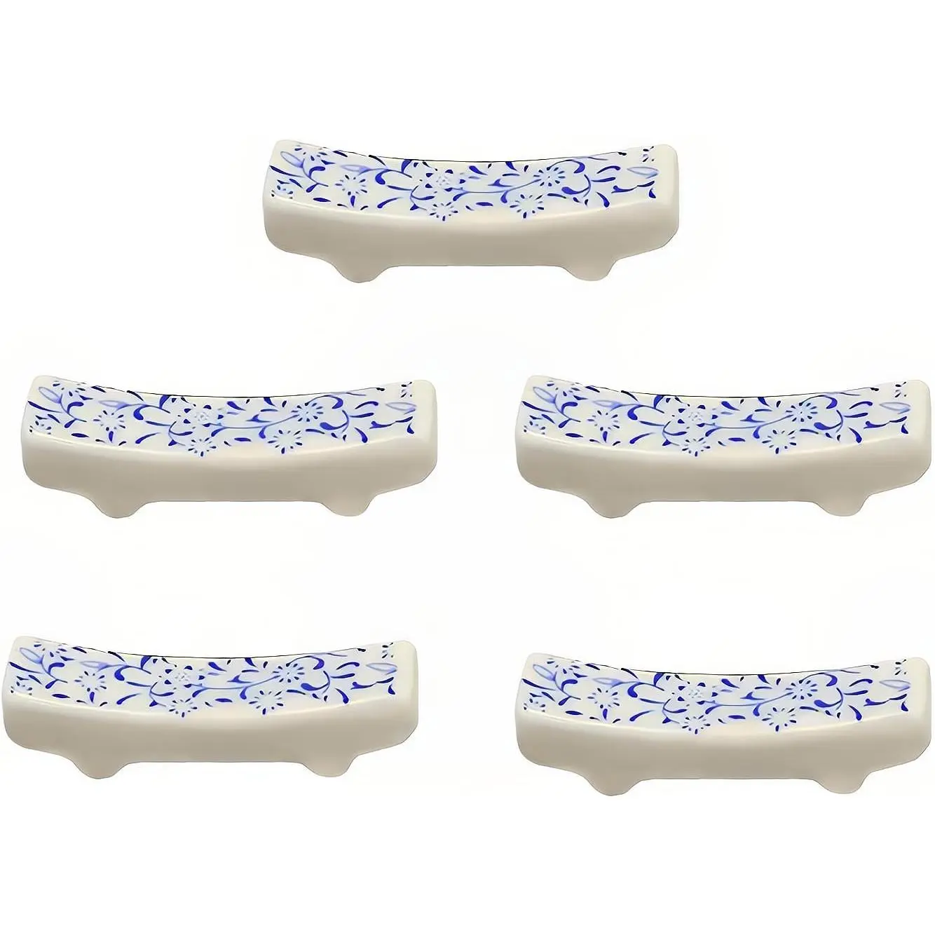 5 Pairs Porcelain Chopstick Rest Holder Cute Chopstick Stand For Countertop Blue Sunflower