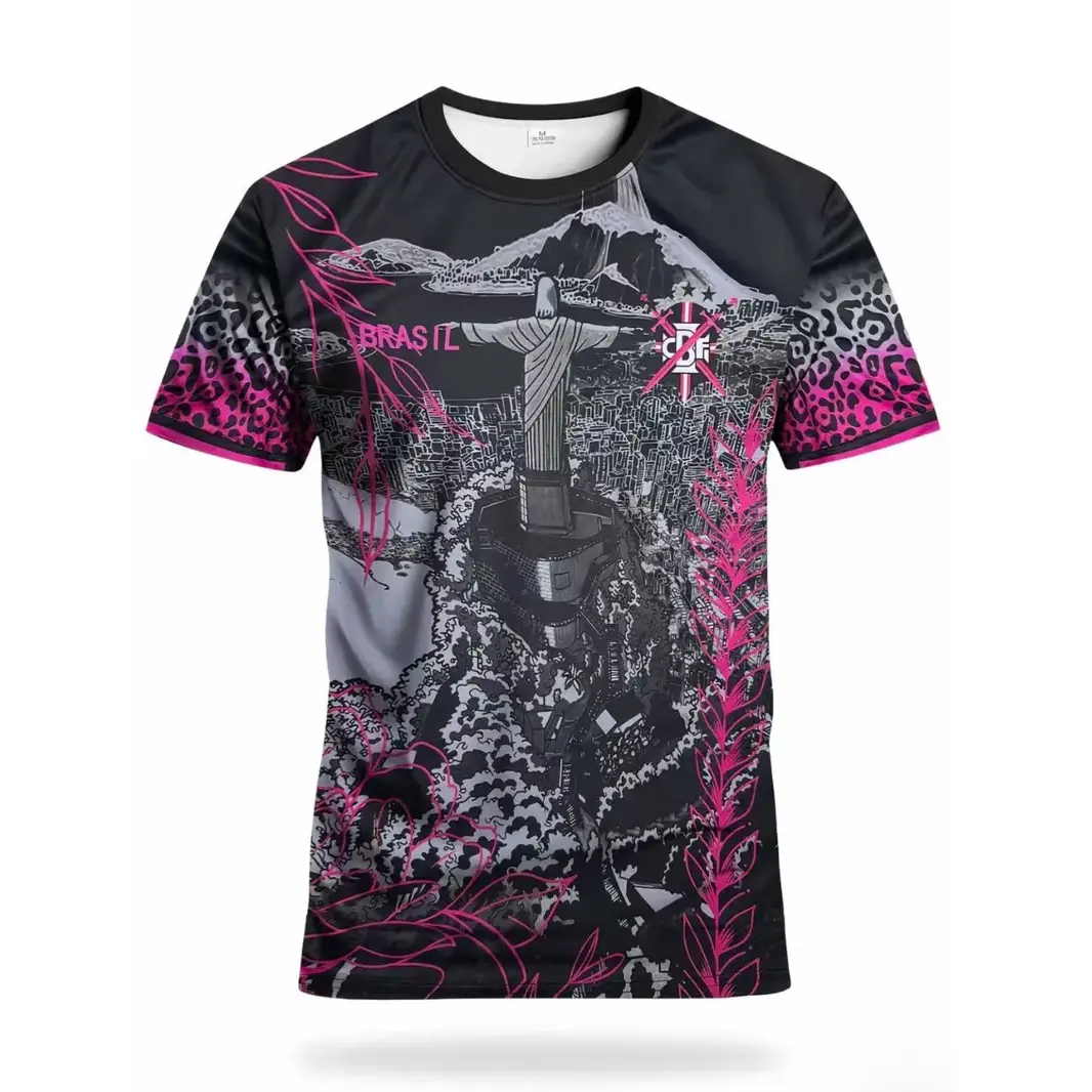 Men's Brazil Soccer Shirt with All-Over Print, Casual Short Sleeve Athletic Top for Football Enthusiasts, Comfortable Birthday Gift, Sportswear Top, Casual Fit, Brazil Theme