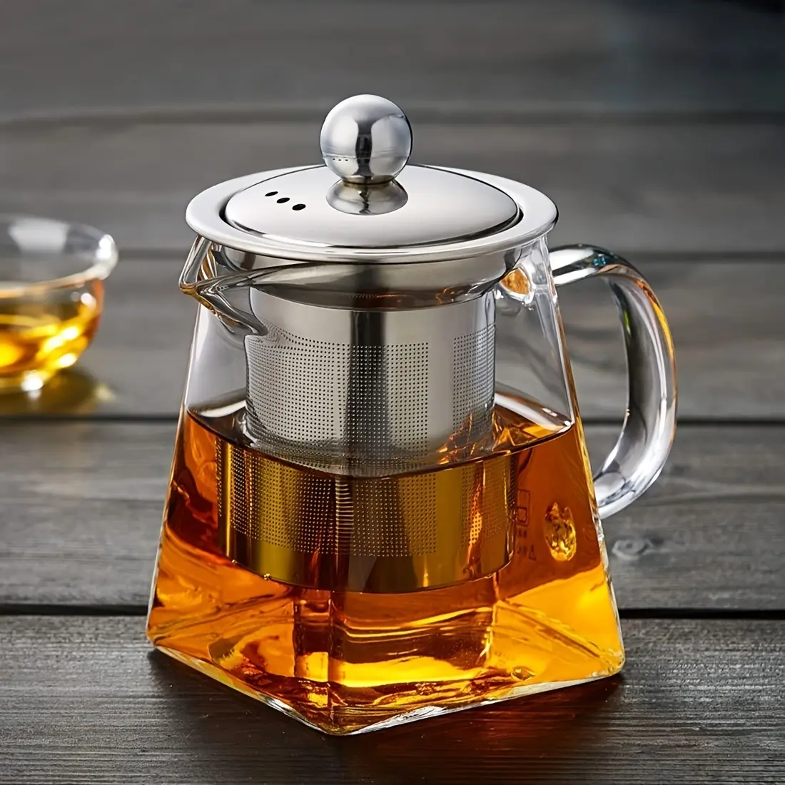 Thick Heat Resistant Glass Teapot with Stainless Steel Infuser, Large Capacity, Ideal for Tea Bags, Tea & Flower Tea, No-Electric Tea Maker