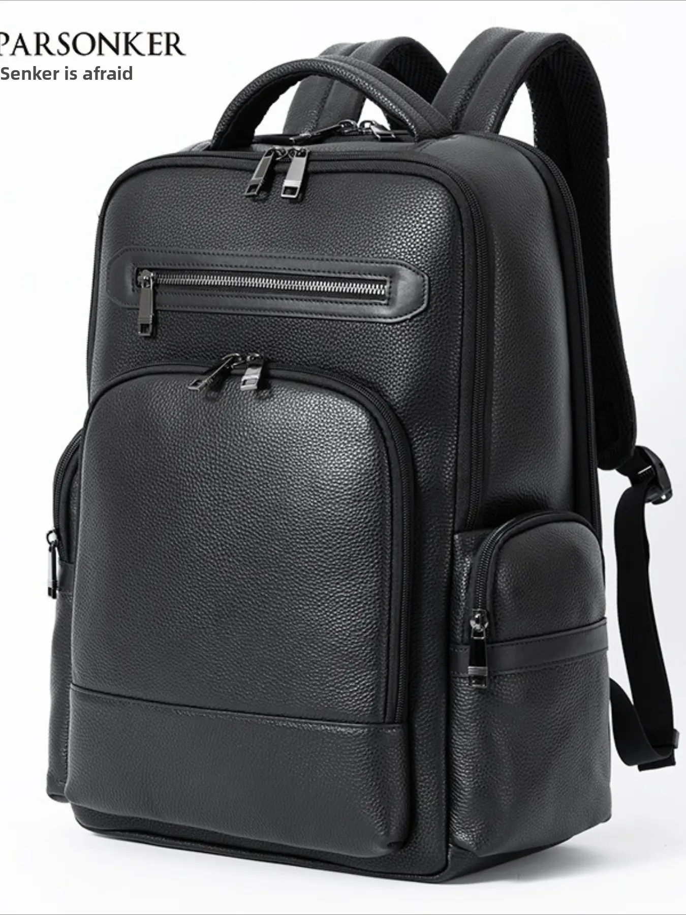 New business backpack, first-layer cowhide computer bag, large-capacity leather men's backpack.