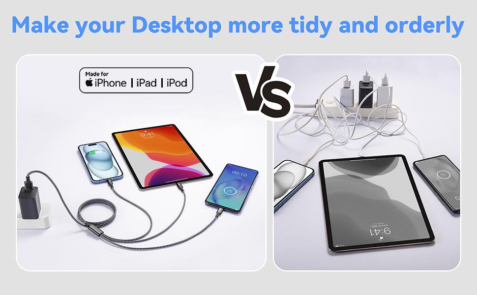 3 in 1 Multiple Charging Cable(2Pack 4Ft), Braided Multi Charger Cord USB C Charging Cable Universal USB Cable with Type C/Micro USB Port for Cell Phones, iPhone 17 16 15 14 13 Series, Tablets, More : Electronics