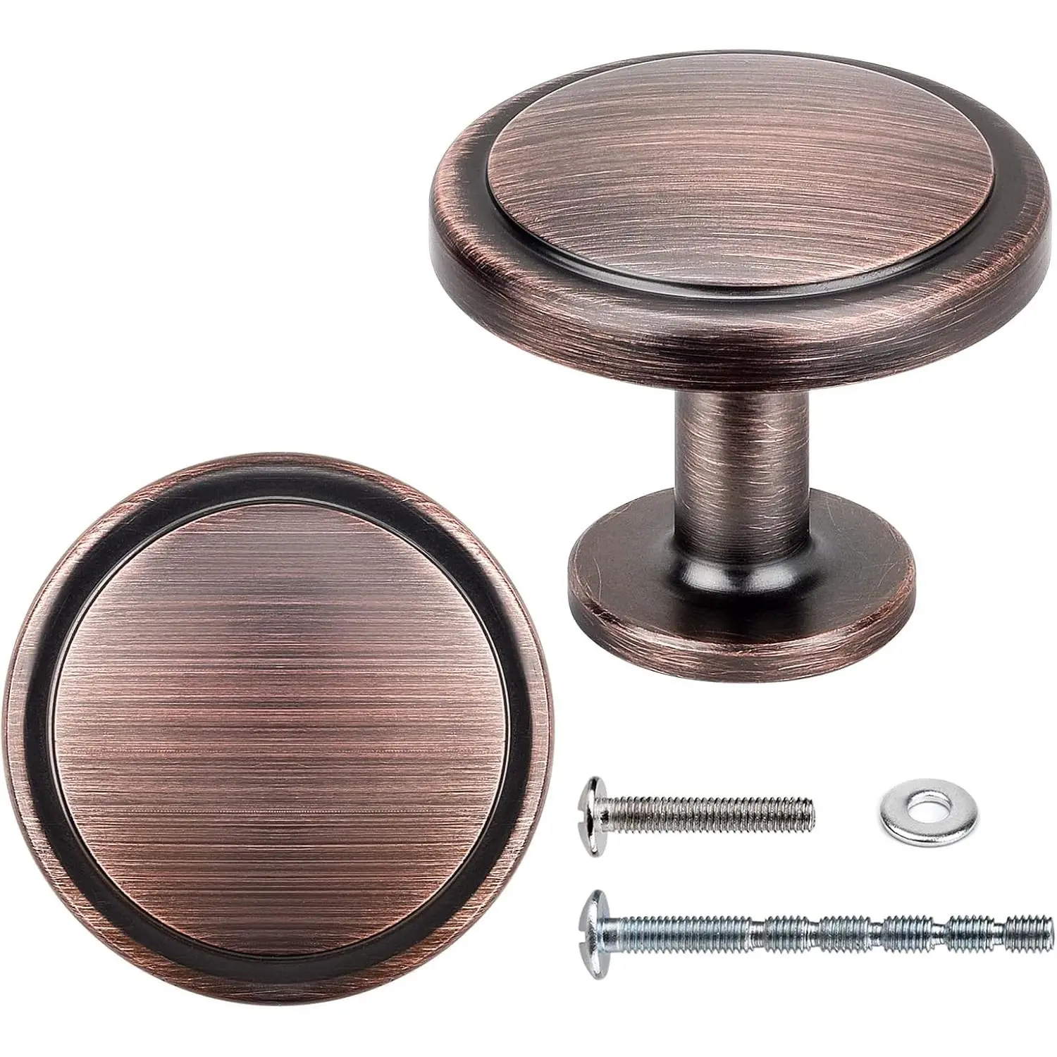 2-Pack Red Copper Zinc Alloy Round Cabinet Knobs - 1.25 in Fading-Resistant Kitchen Hardware for Cabinets/Drawers, Bedroom Closets
