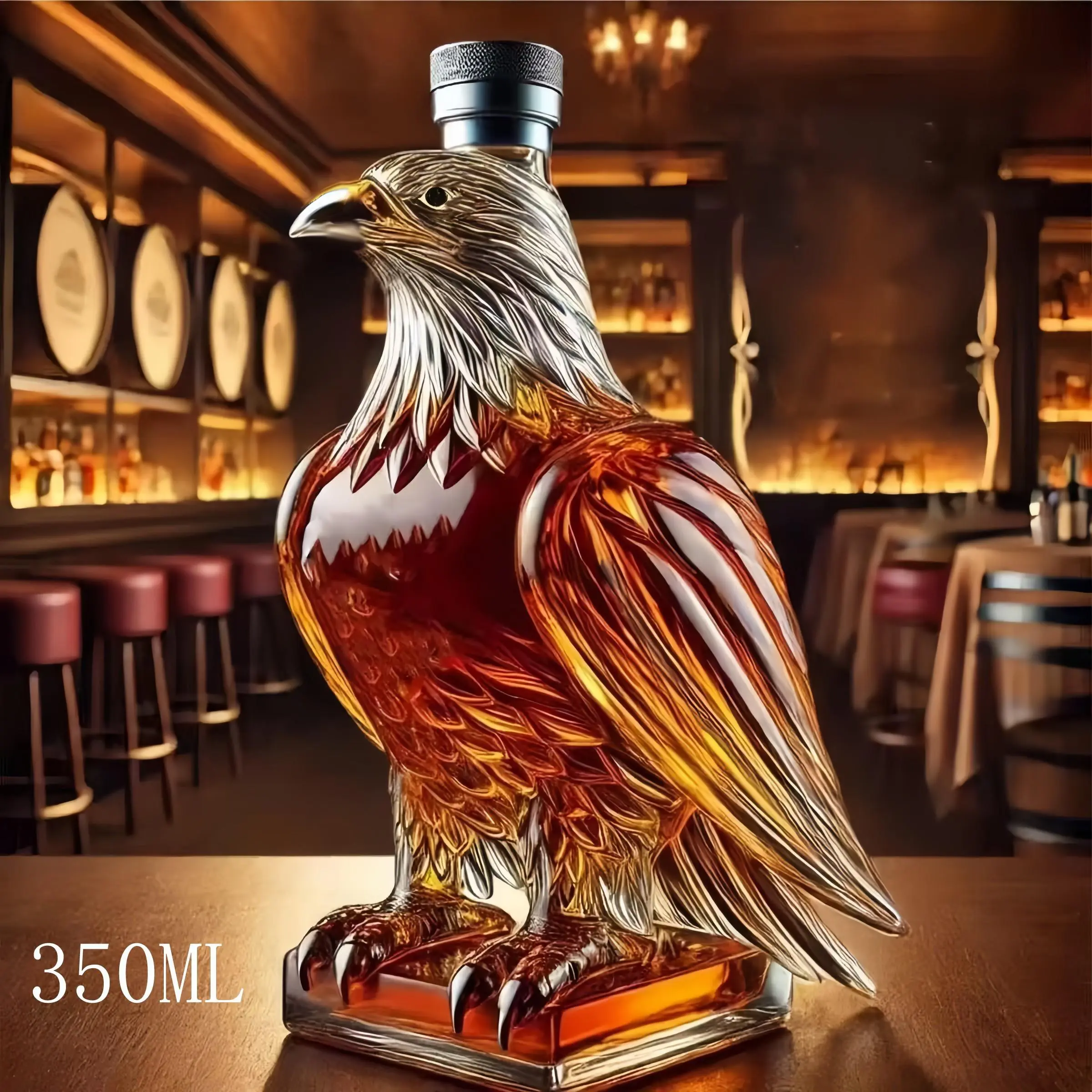 New Eagle Shape Whiskey Decanter Glass Transparent 350ML, Artistically Crafted Stylish Wine Bottle for Home Bar Accessories Office Decor, Ideal Gift for Whisky Lovers, Whiskey Lovers Choice, Barware