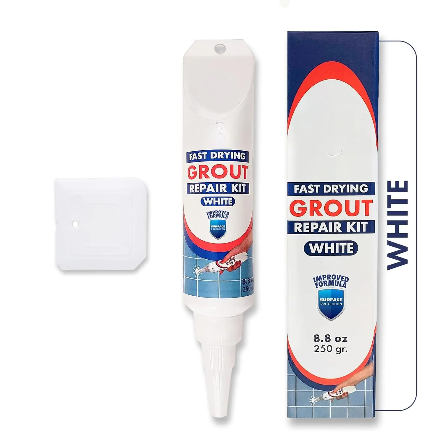 Tile Grout, Repair Kit,  Tile Floors (8.8 oz, White) | Restore & Renew Tile Joints Line,  Drying Tile Grout  Squeeze Tube for Bathroom Shower Kitchen Floor,