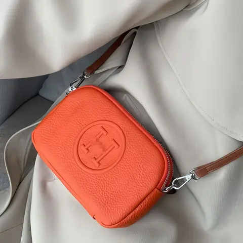 Women's Leather Mini Crossbody Bag, Elegant Small Shoulder Bag, High-End Casual Design, Compact Cowhide Handbag, New Arrival