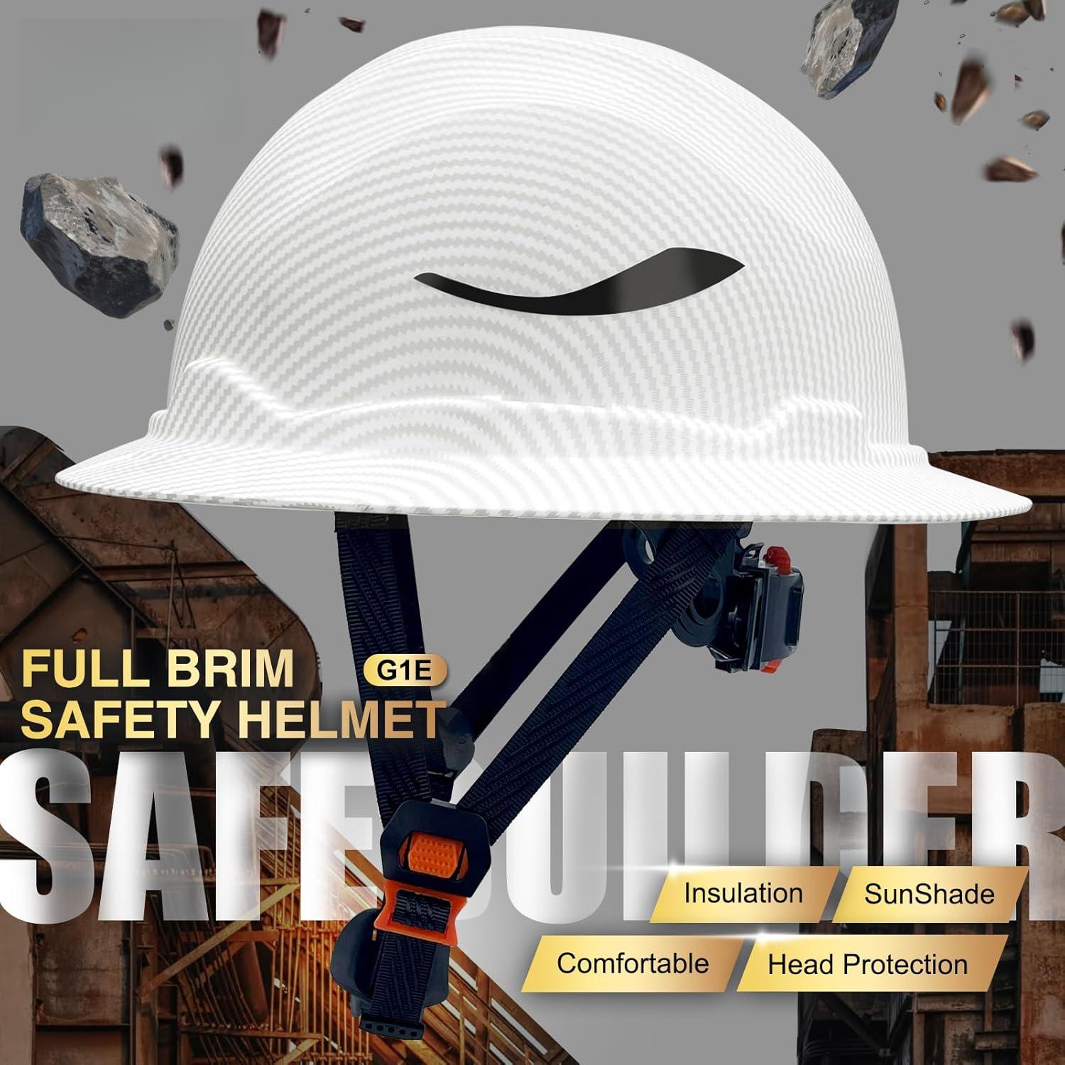 Full Brim Hard Hat HDPE Hard hats Sun shade Industrial Head Protection Helmet 6 Point Suspension for Construction Work