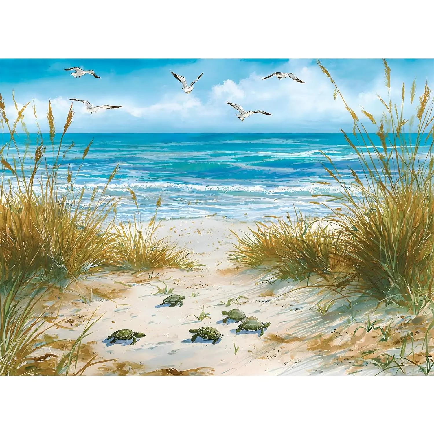 500 Piece Puzzle for Adults, Beach Puzzles 500 Pieces, Tortoise and Sea Birds Puzzle Challenging Game Home Decor Birthday Party Gift Toy for Adults Seniors