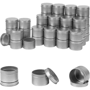 48 Pack 4 oz Silvery Candle Tins with Lids, Empty Tin Candle Jars for Making Candles, Party Favors, Storing Spices, Jewelry, Cosmetics