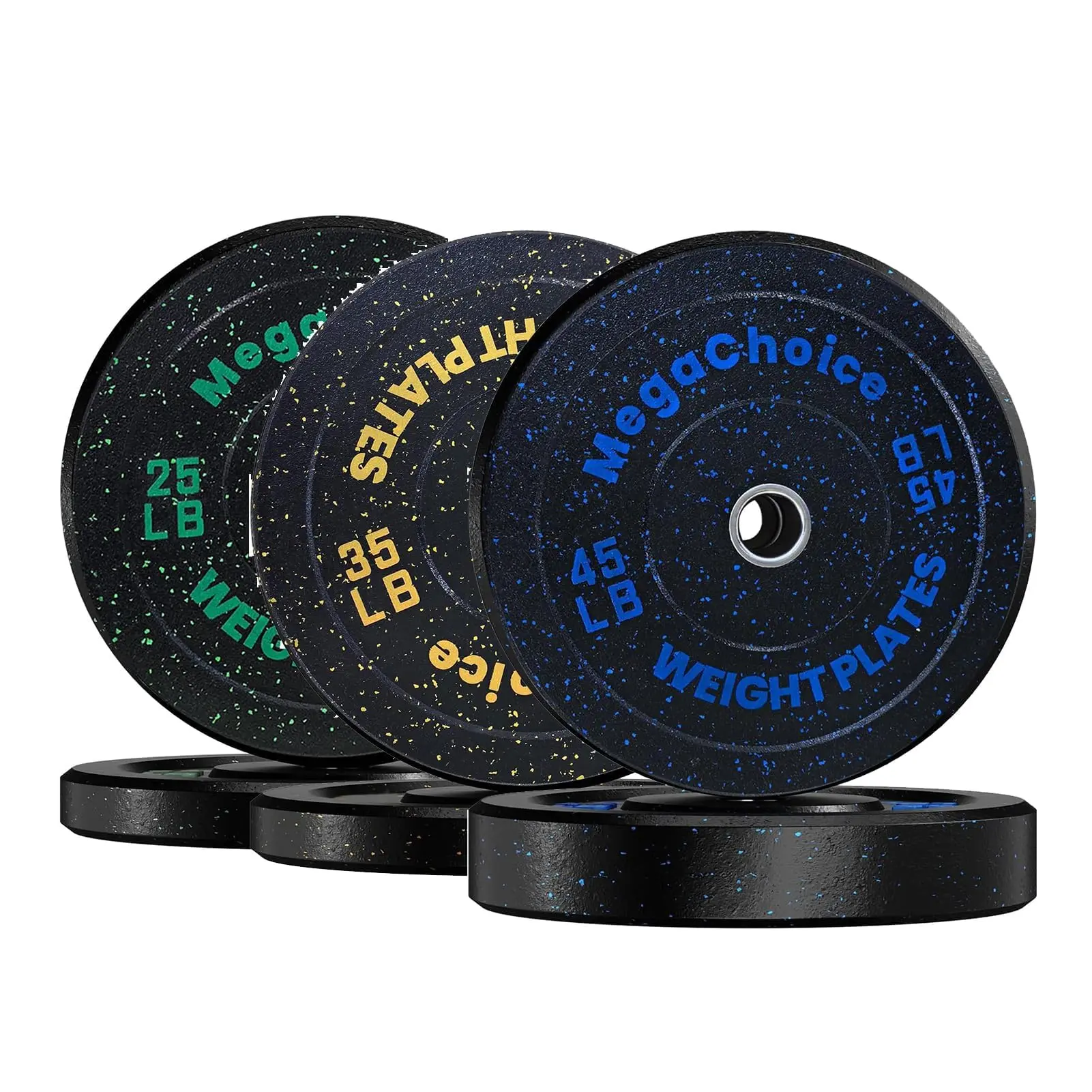 GARVEE Heavy Duty Rubber Olympic Bumper Weight Plates Set, 10-45 Lbs Crumb Rubber Construction with 2-Inch Hole for Strength Training, Deadlifts, Squats, and Home Gym Workouts