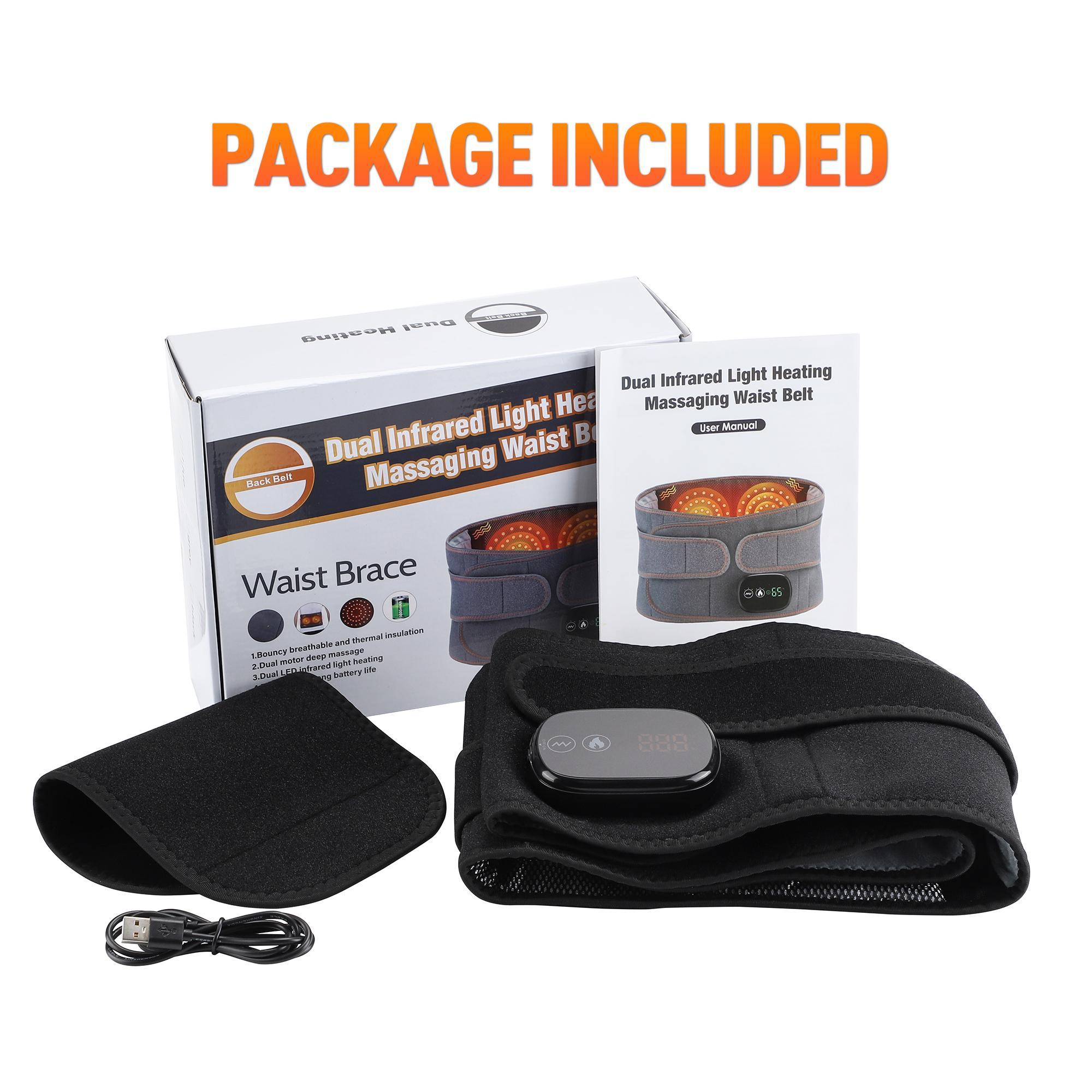 Electric Waist Massager, 3-level Heating Vibration Waist Belt, Women's Abdominal Warming Massage Belt, Birthday Gift for Women & Men, USB Rechargeable