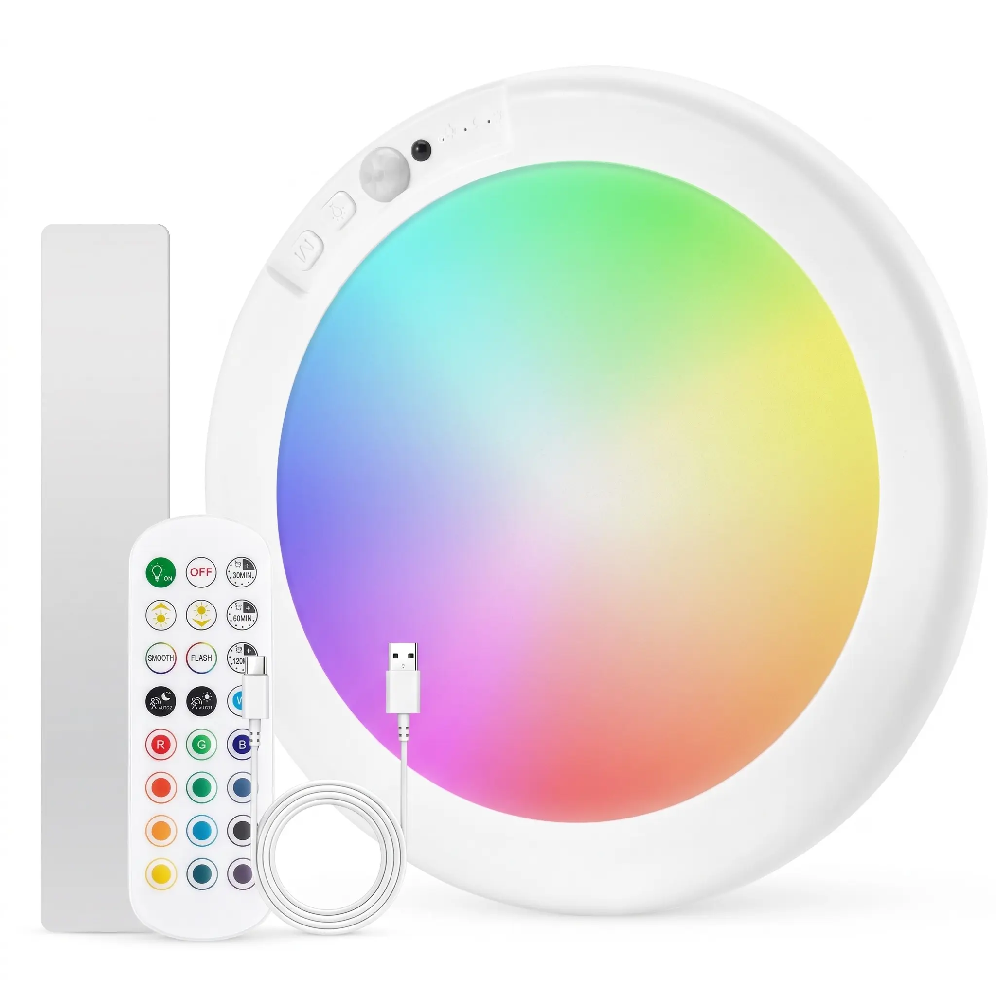 RGB Charging Ceiling Light, Magnetic Dimmable Lamp, USB-Charging Magnetic Induction Light, No Wiring or Installation Required, 4000 mAh Battery, Includes Remote For Living Rooms, Hallways, Bedrooms, Indoor Lighting