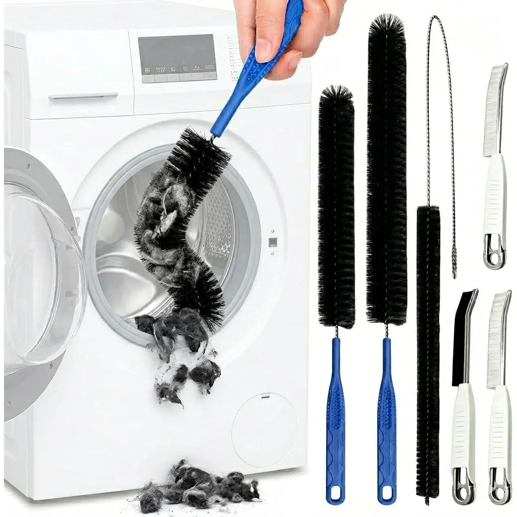 Dryer Vent Cleaner Kit 5 count, Flexible Cleaning Brush Set with Long Pipe Brush and Drain Snake Tool for Dryer Lint, Sink Shower Pipe, Refrigerator Coil,  Vent Cleaning Tool